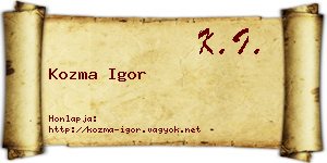 Kozma Igor névjegykártya
